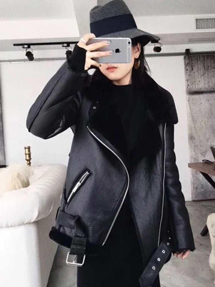Evelyn Dames Jas Winter | Warme Shearling Voering, Imitatieleer 2
