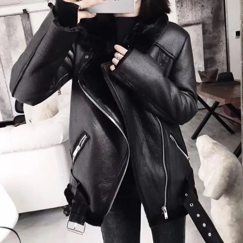 Evelyn Dames Jas Winter | Warme Shearling Voering, Imitatieleer 7