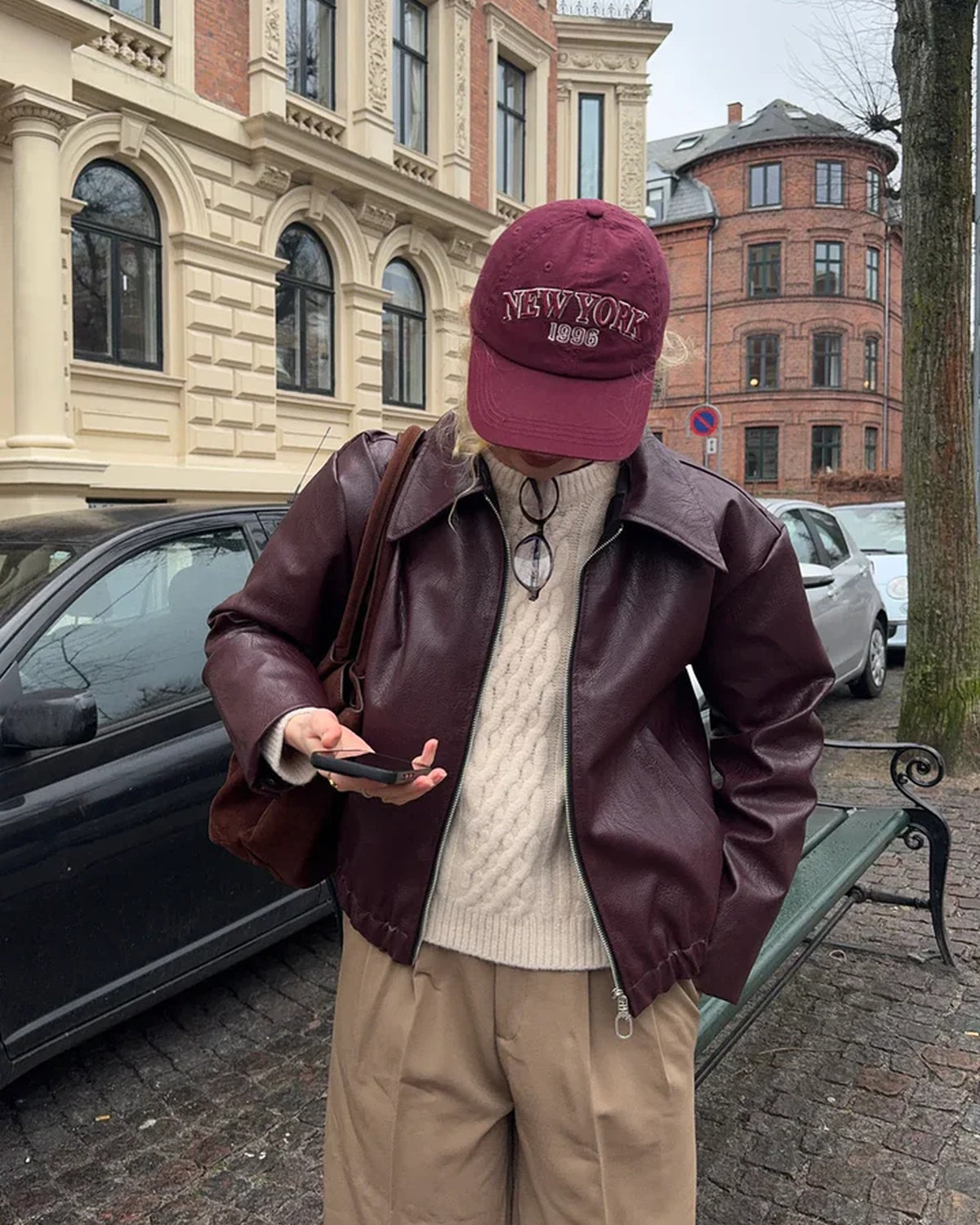 Dames Jas Zwart PU Leer Winter Coat Bordeaux Rood - StudioMarella