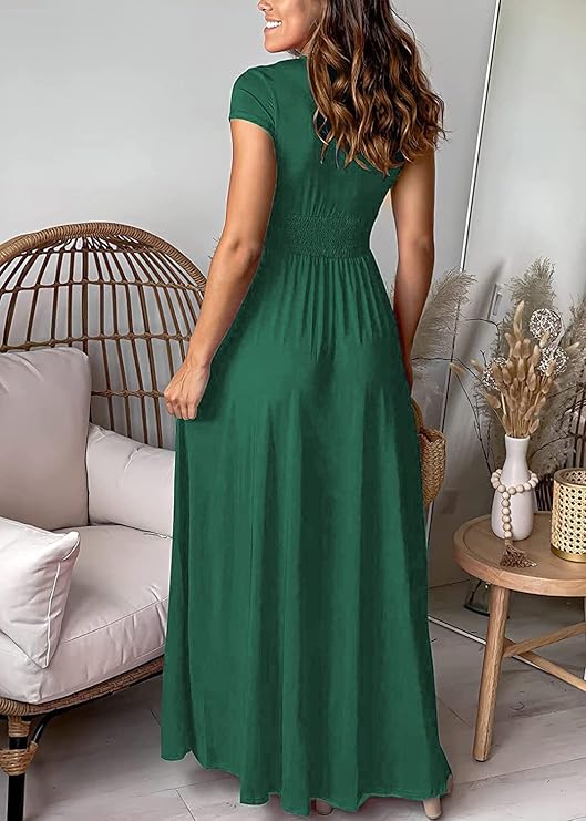 Evelyn Dames Lange Jurk | Geplooide Crêpe, Elegante Maxi-jurk met Hoge Split 6