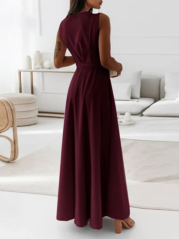 Evelyn Dames Maxi-jurk | Mouwloos, V-hals, Elegante Stijl 6