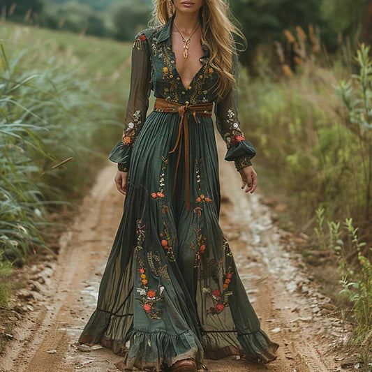 Dames Maxi Jurk Bloemenprint Elegante Zomerjurk - StudioMarella