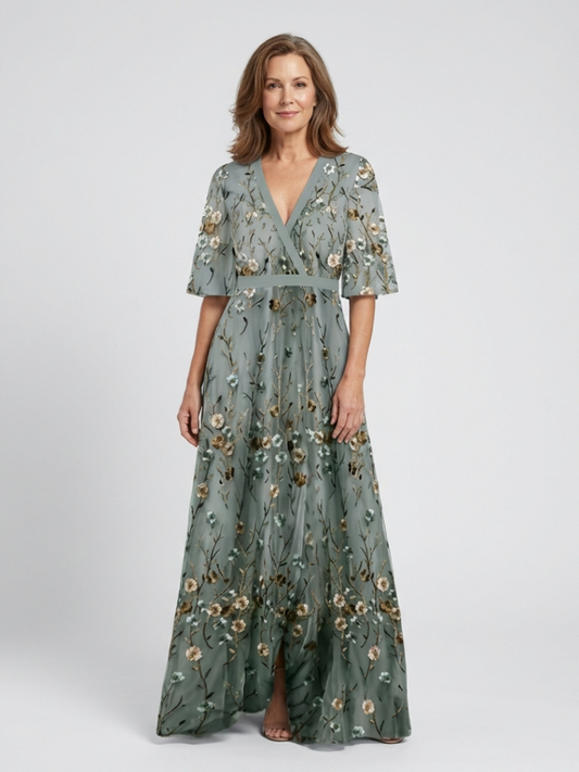 Dames Maxi Jurk Bloemenprint Zachte V-hals Luchtig - StudioMarella
