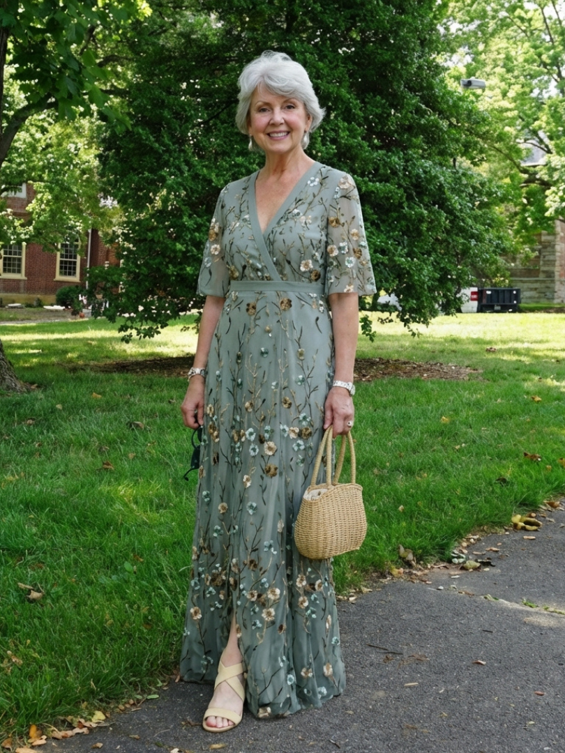 Evelyn Dames Maxi Jurk | Zachte V-hals, Bloemenprint, Luchtig 6