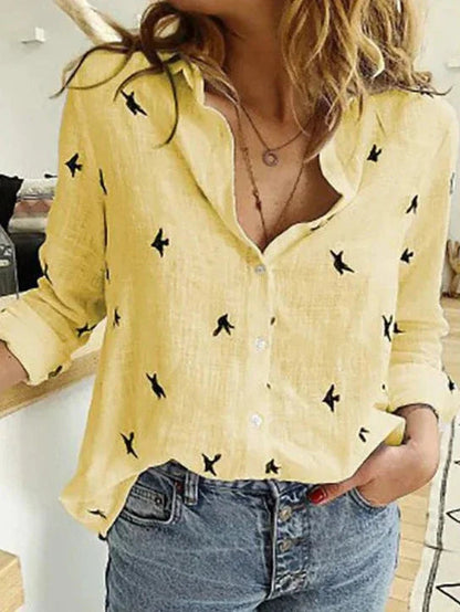 Vrouwelijk Katoenen Shirt Lange Mouwen Comfortabel