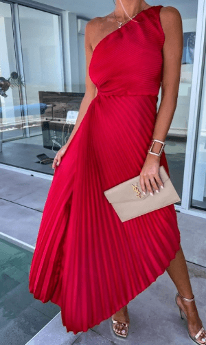 Midi-Jurk Dames Geplooide Zijde Elegante Comfortabele Jurk - StudioMarella