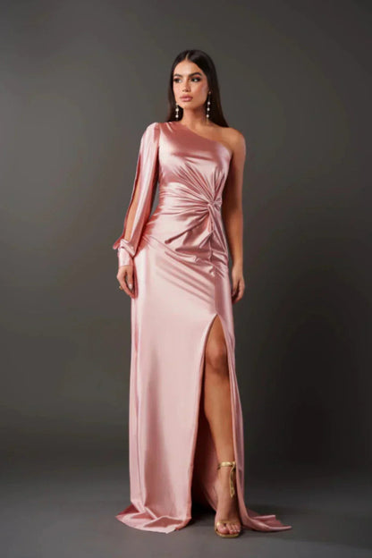 Evi | Elegante abito asimmetrico in raso 7