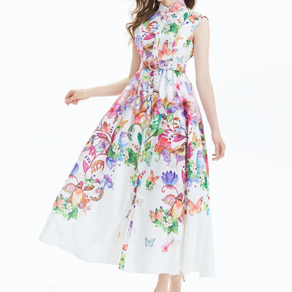 Vrouwelijke Bloemenjurk Chiffon Zomerjurk LOSSE PASVORM