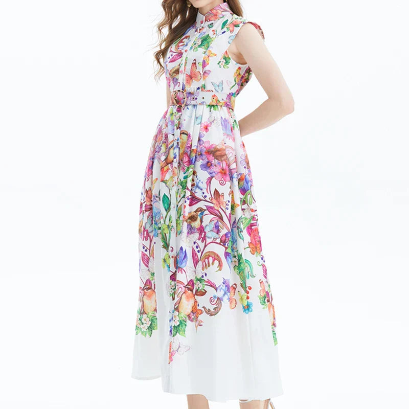 Vrouwelijke Bloemenjurk Chiffon Zomerjurk LOSSE PASVORM