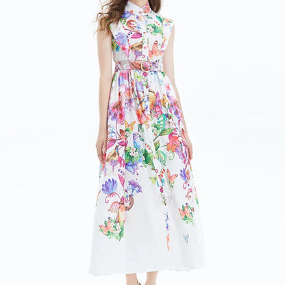 Vrouwelijke Bloemenjurk Chiffon Zomerjurk LOSSE PASVORM