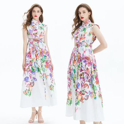 Vrouwelijke Bloemenjurk Chiffon Zomerjurk LOSSE PASVORM