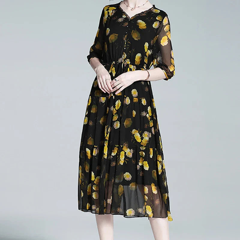 Zomerjurk Bloemenprint Chiffon Jurk Vrouwelijk