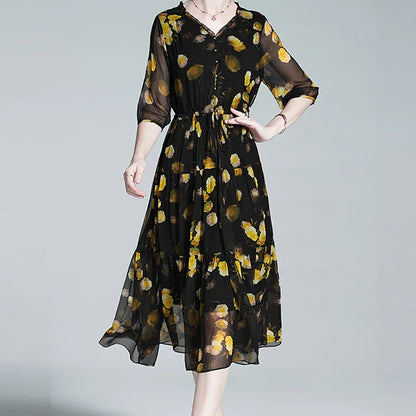Zomerjurk Bloemenprint Chiffon Jurk Vrouwelijk