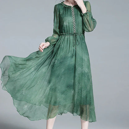 Zomerjurk Tie Dye Chiffon Vrouwenjurk Elegant
