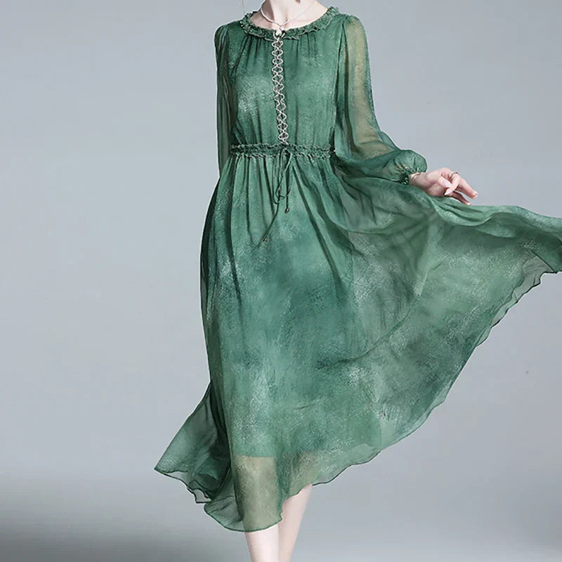 Zomerjurk Tie Dye Chiffon Vrouwenjurk Elegant