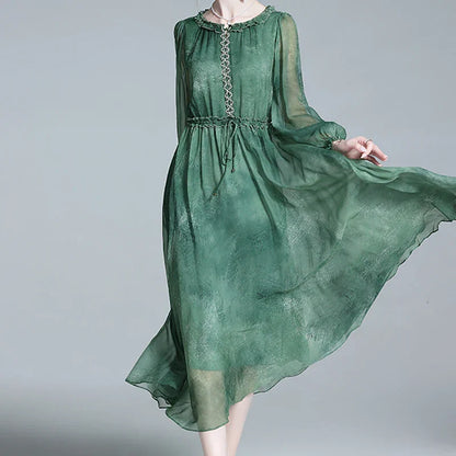 Zomerjurk Tie Dye Chiffon Vrouwenjurk Elegant