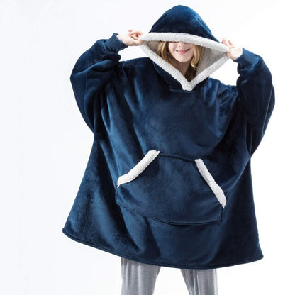 Oversized Sherpa Fleece Deken Hoodie Grijs Roze Zwart Blauw Geruit Rood Extra Warm en Zacht One Size Loungewear Huisdeken met Capuchon en Zakken