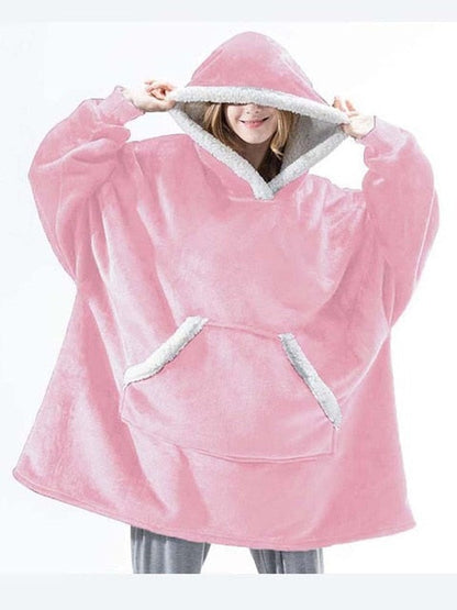 Oversized Sherpa Fleece Deken Hoodie Grijs Roze Zwart Blauw Geruit Rood Extra Warm en Zacht One Size Loungewear Huisdeken met Capuchon en Zakken