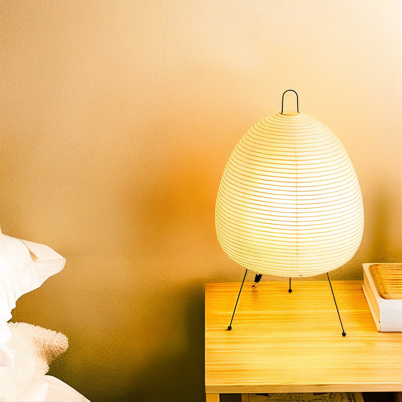 Ronde Tafellamp met Rijstpapier en Bamboe - Japans Geïnspireerd Minimalistisch Design - Warm Wit 2700K LED - Ø25×38 cm