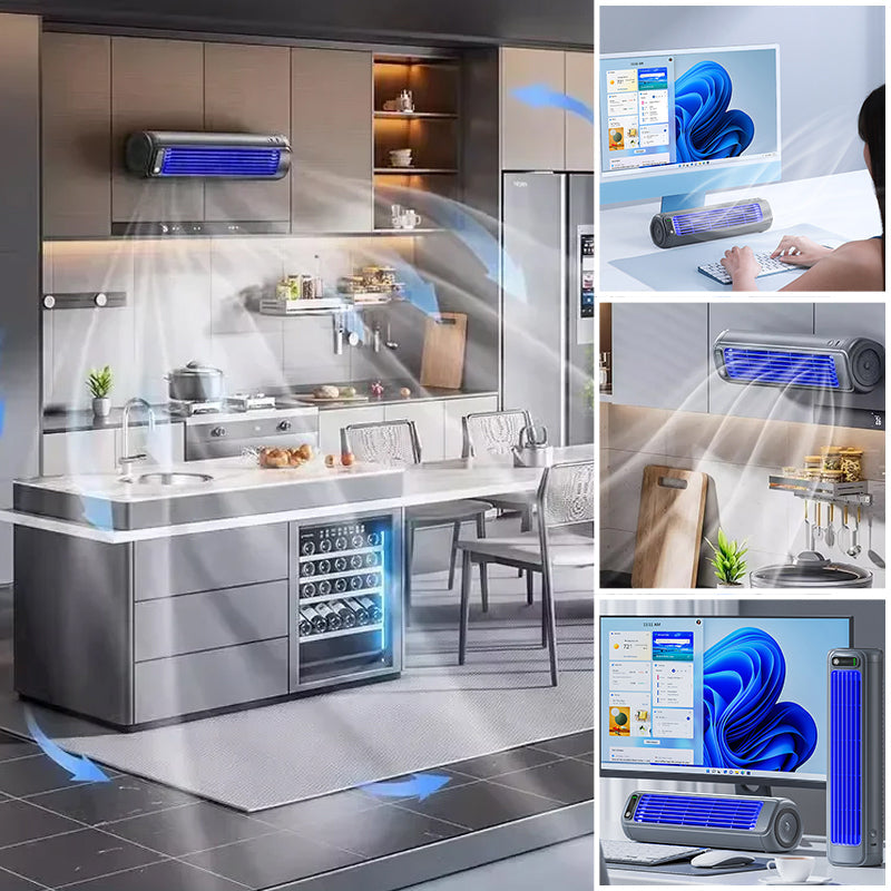 Draagbare Ventilator met Wandmontage & Oplaadbare Batterij – Mobiele Koeling voor Thuis & Kantoor