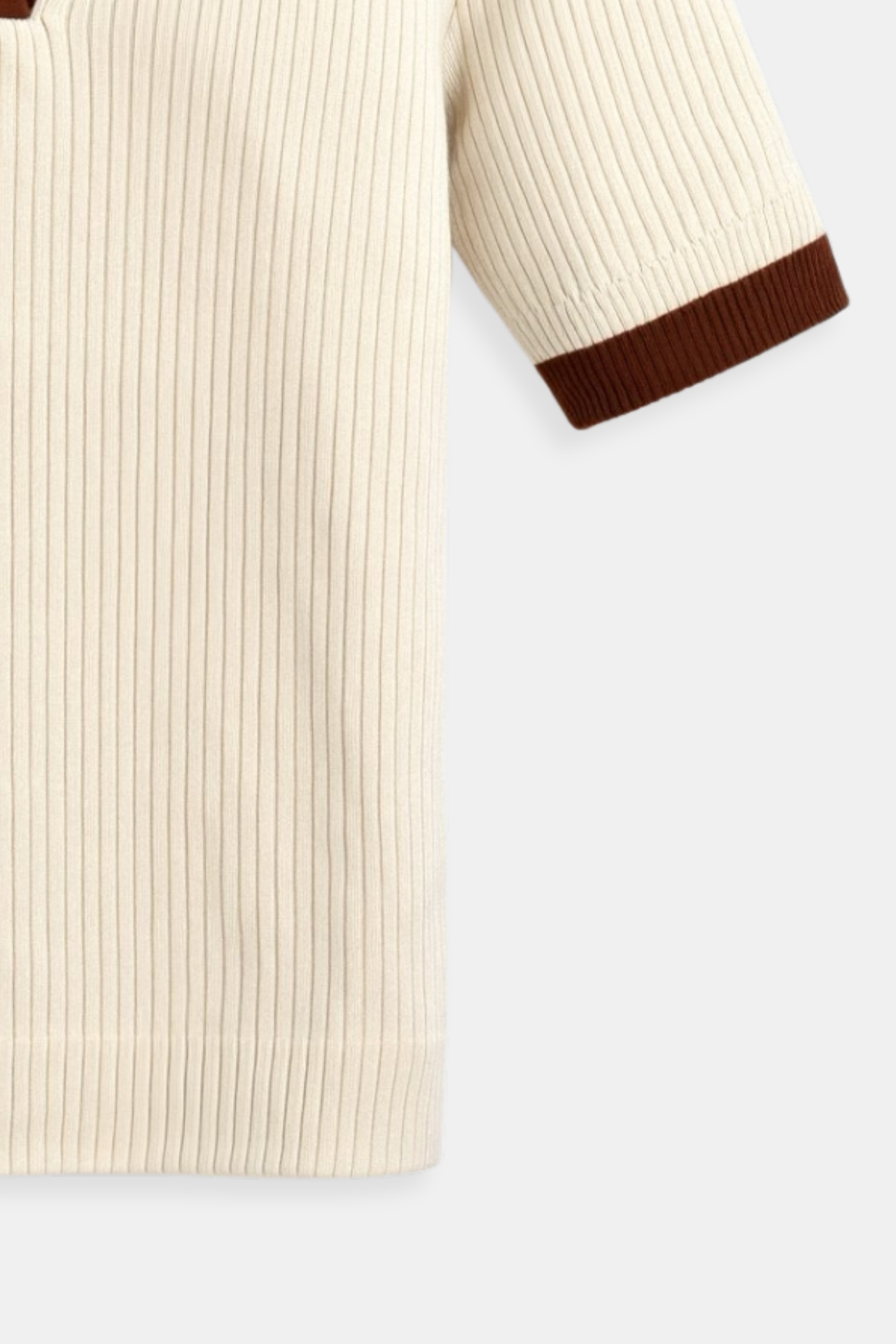 Polo Top Geribbeld Gebreid Kleur Blok Mannen