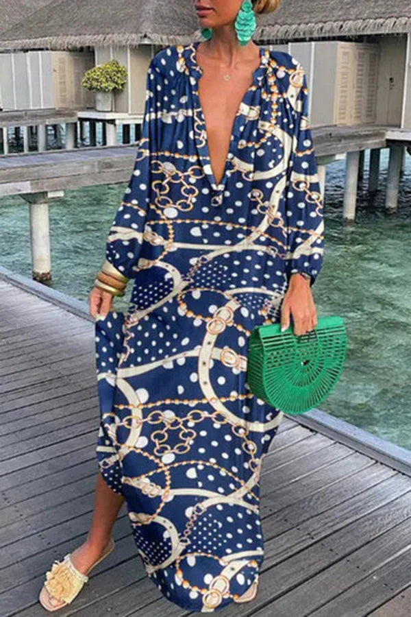 Vrouwenjurk Lange Mouwen Losse Elegante Zomerjurk