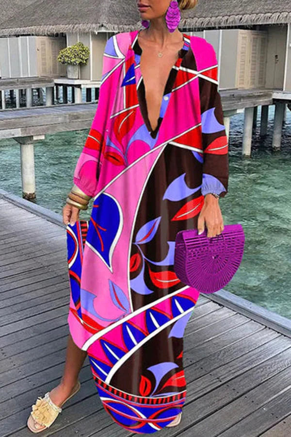 Vrouwenjurk Lange Mouwen Losse Elegante Zomerjurk - StudioMarella