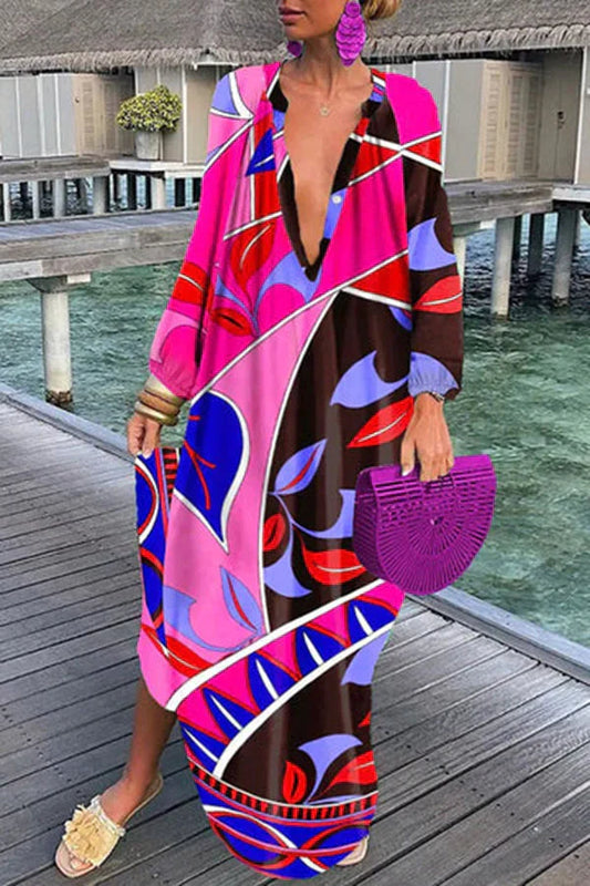 Vrouwenjurk Lange Mouwen Losse Elegante Zomerjurk - StudioMarella