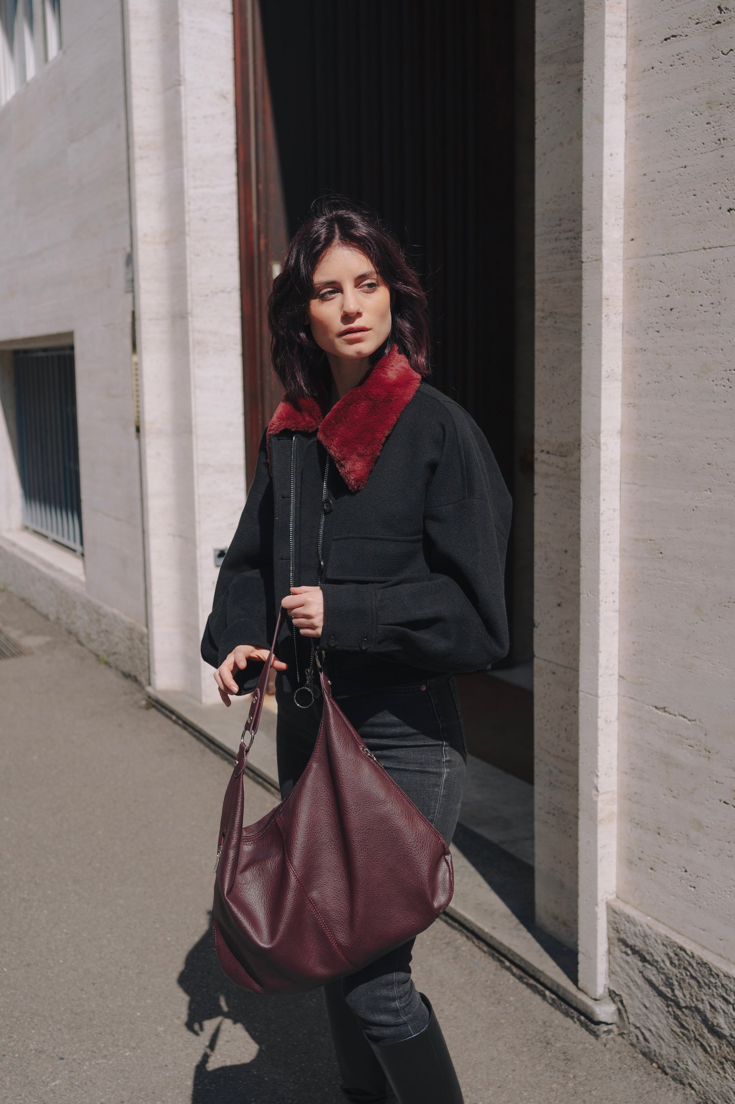 Vegan Leren Schoudertas met Verstelbare Riem en Luxe Design