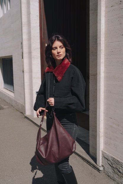 Vegan Leren Schoudertas met Verstelbare Riem en Luxe Design
