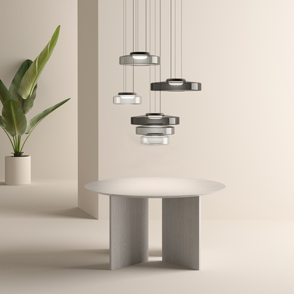 Zenor gelaagde hanglamp glas amber eetkamer woonkamer design verlichting modern gelaagd glaslamp