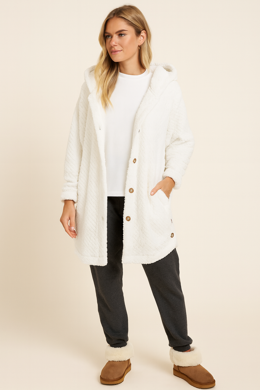 Zachte Fleece Badjas voor Dames met Capuchon - StudioMarella