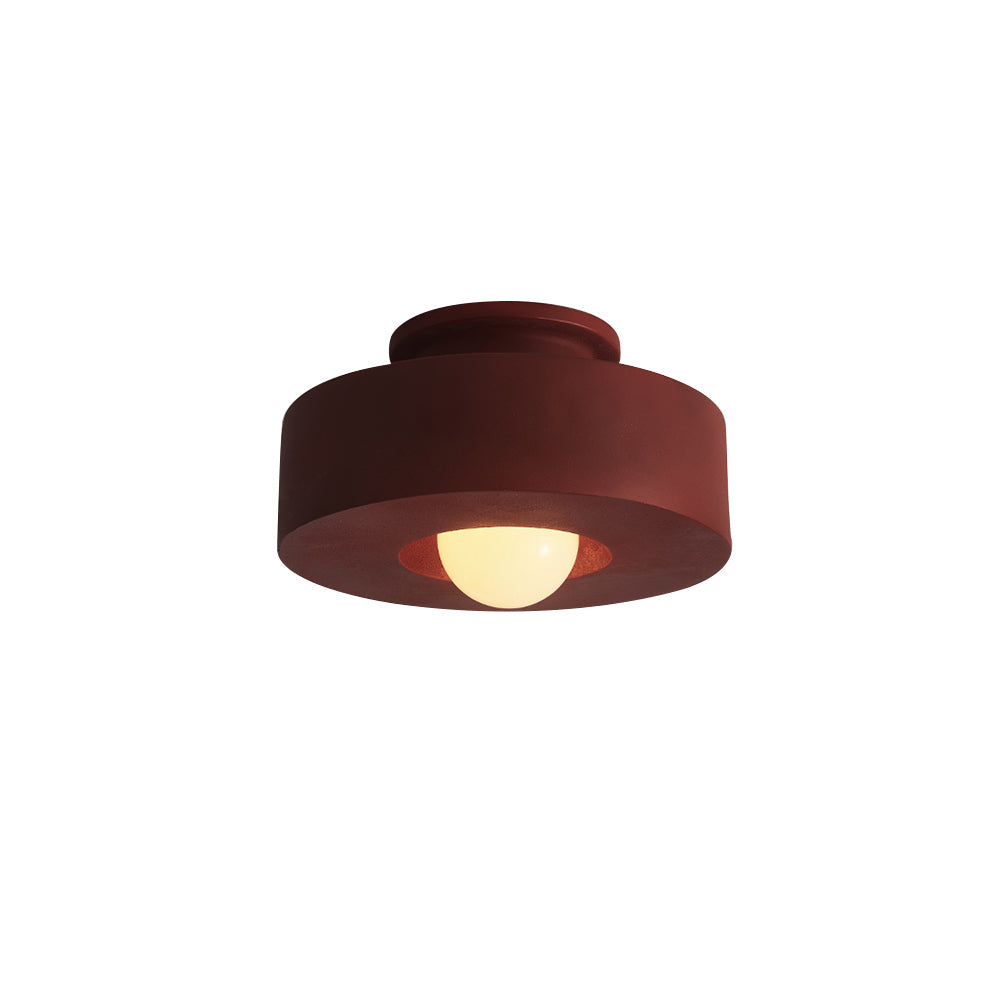 Plafondlamp Wabi-Sabi Cilinder Resin Nordic Dimbaar Zwart Groen Rood 30cm Woonkamer