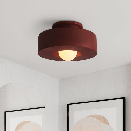 Plafondlamp Wabi-Sabi Cilinder Resin Nordic Dimbaar Zwart Groen Rood 30cm Woonkamer