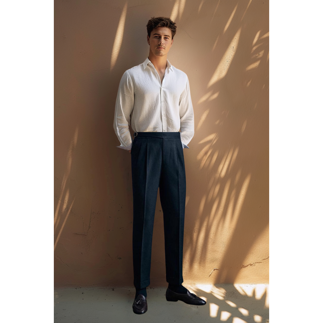 Heren Broek Plooi Model Vintage Look