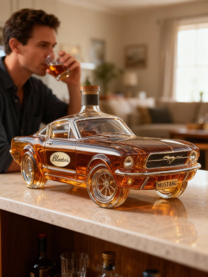 Auto-Vormige Whiskykaraf in Mustang-Stijl – Glazen Spirit Decanter voor Thuisbar