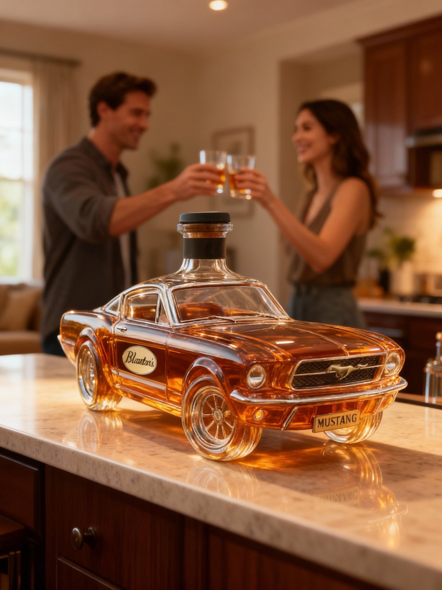 Auto-Vormige Whiskykaraf in Mustang-Stijl – Glazen Spirit Decanter voor Thuisbar