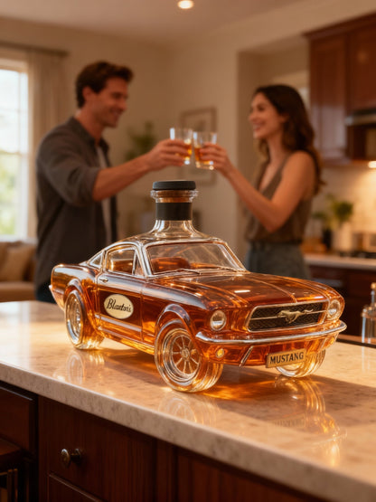Auto-Vormige Whiskykaraf in Mustang-Stijl – Glazen Spirit Decanter voor Thuisbar