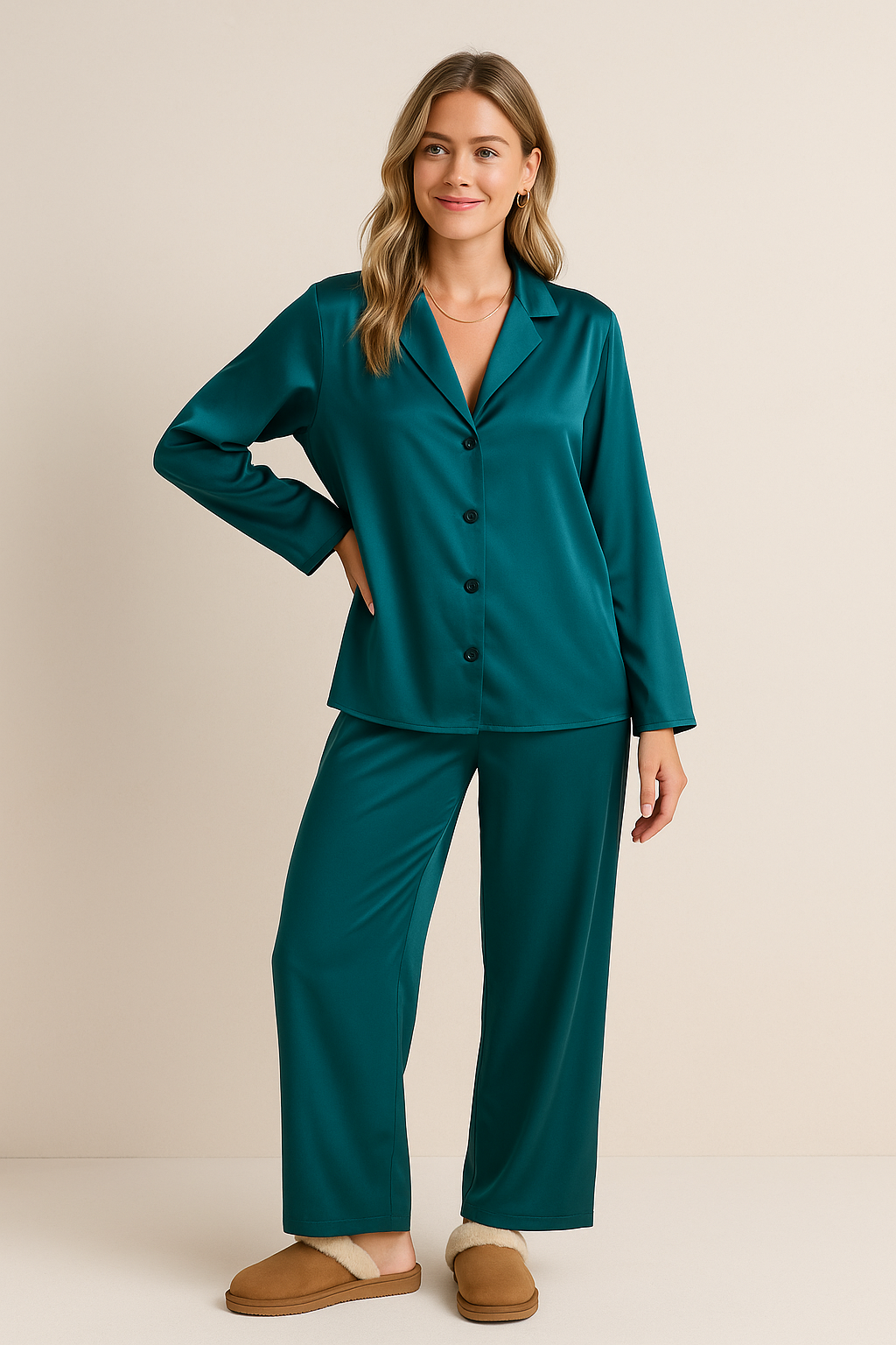 Dames Pyjama Set Satijn Zacht Luxe Slaapkleding
