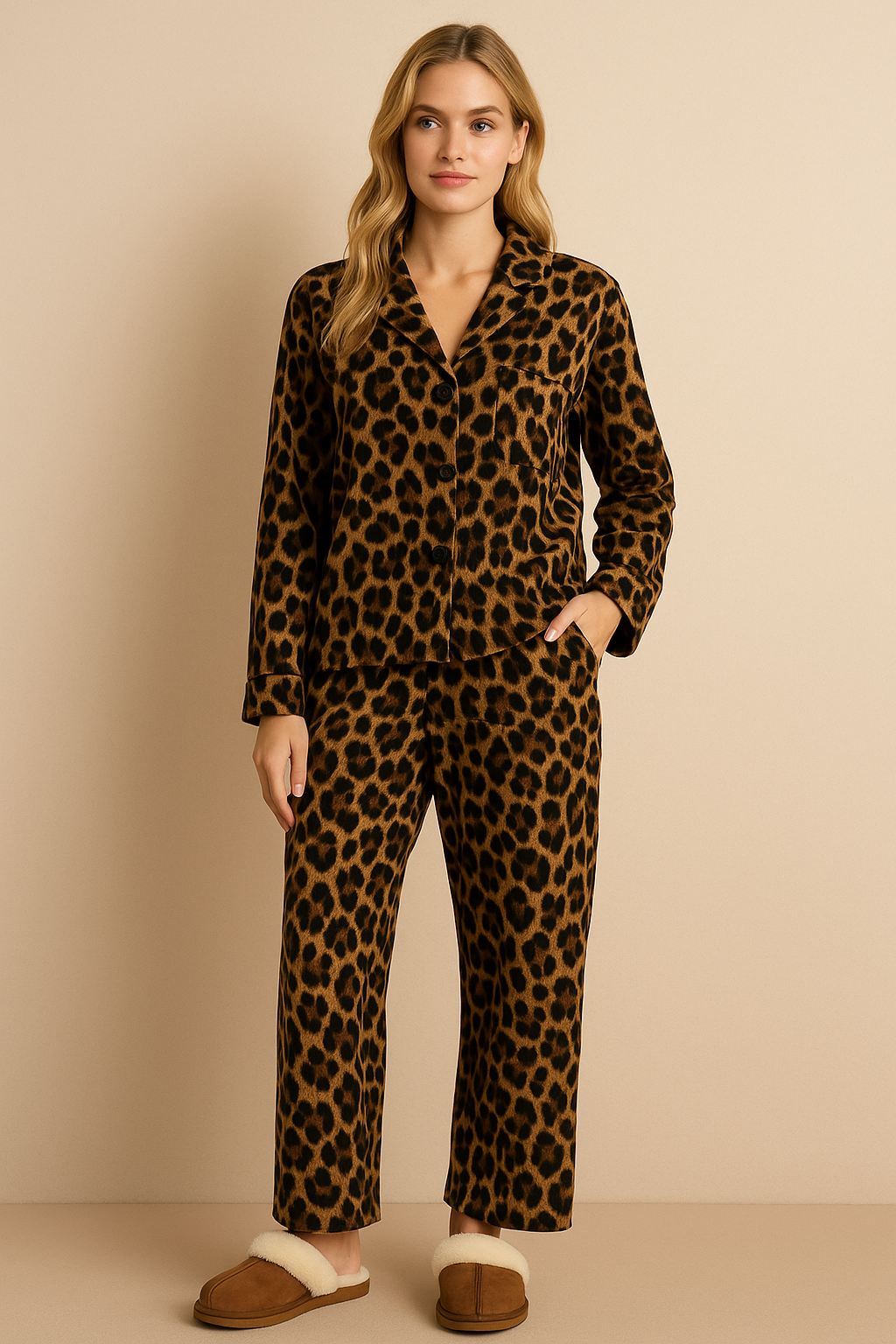 Dames Pyjama Set Zacht met Panterprint Tweedelig - StudioMarella