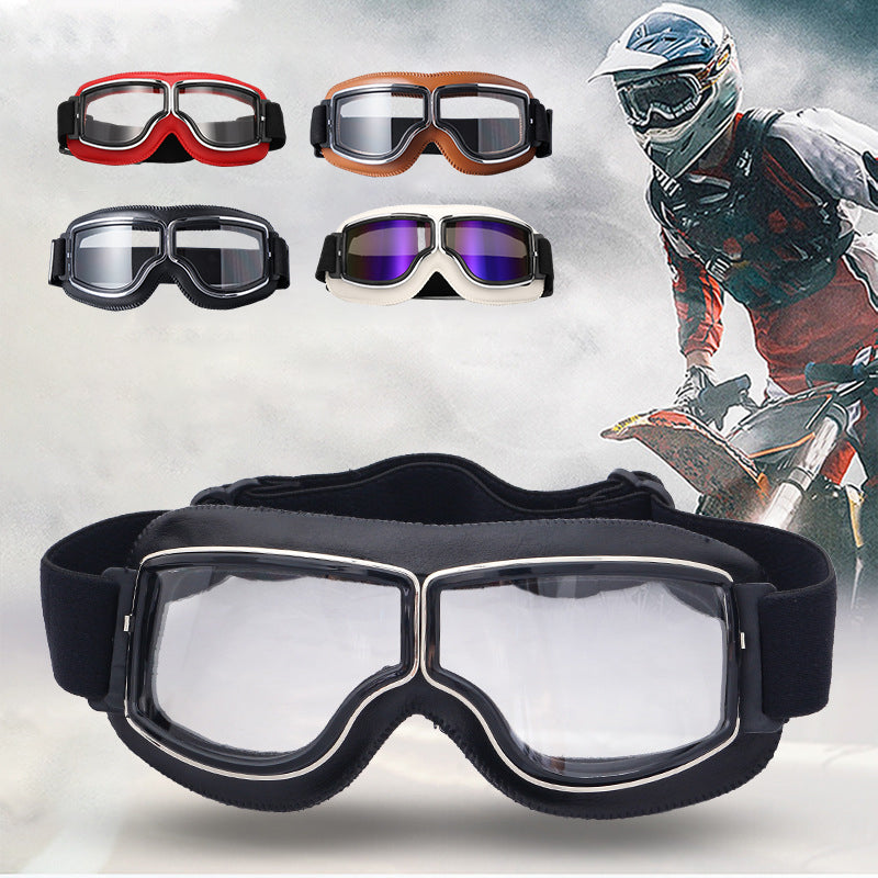 Retro Motorgoggles met Beschermglazen en Verstelbare Band