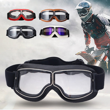 Retro Motorgoggles met Beschermglazen en Verstelbare Band