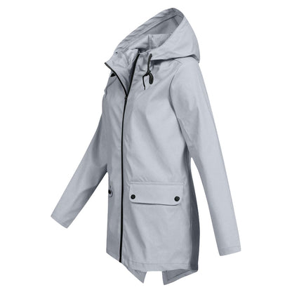 Dames Regenjas Waterdicht met Capuchon Modern Design