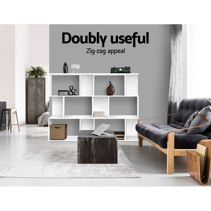 Design Boekenkast met Zigzag Planken 3-Laags – Moderne Display Kast 60 cm