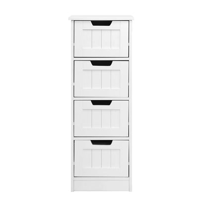 Smalle Witte Ladekast met 4 Lades – Landelijke Opbergkast van MDF 81 cm
