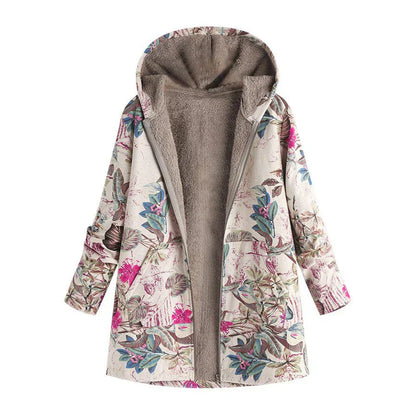 Vrouwelijke Fleece Jas Warm met Bohemian Print