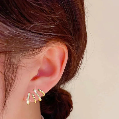 Elegante Oorbellen met Vier Klauwen Design Goud Zilver
