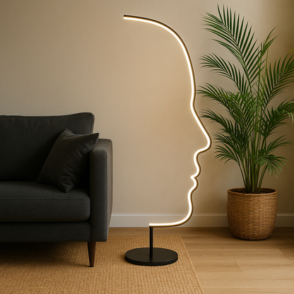 Gezicht Vloerlamp LED Aluminium Zwart Woonkamer Design Sculptuur Moderne Verlichting Silhouet Lamp