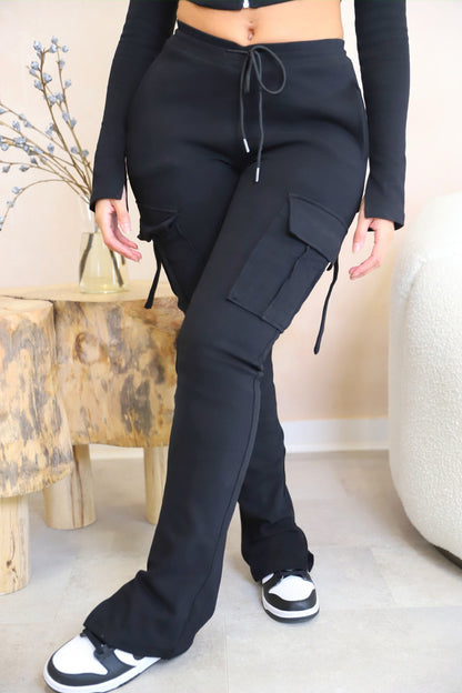 Zachte Loungewear Set met Crop Hoodie en Joggers → Comfortabele Lounge Set met Crop Hoodie en Jogger Broek