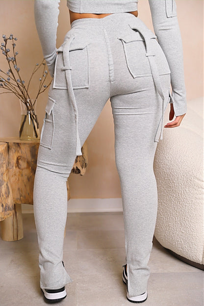 Zachte Loungewear Set met Crop Hoodie en Joggers → Comfortabele Lounge Set met Crop Hoodie en Jogger Broek
